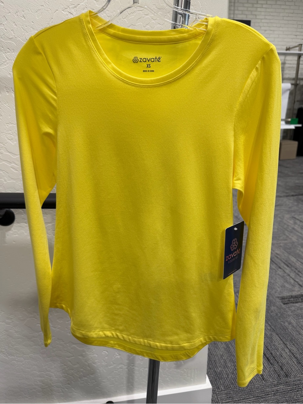 Zavate Women's Long Sleeve Crew Tee in Yellow